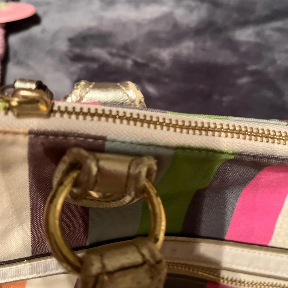Coach Poppy Legacy Multicolor Striped Glam Bag with Sequins and Gold handles - Picture 8 of 11